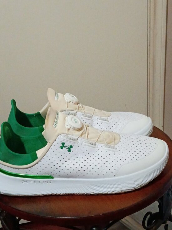 Under Armour Other - Under Armour Slip Speed BOA White Kelly Green Low Top Athletic Shoes Men's 10.5